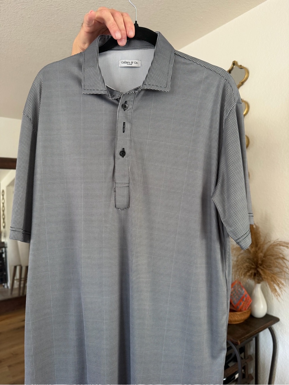Collars & Co. Black Micro-Check Polo Shirt